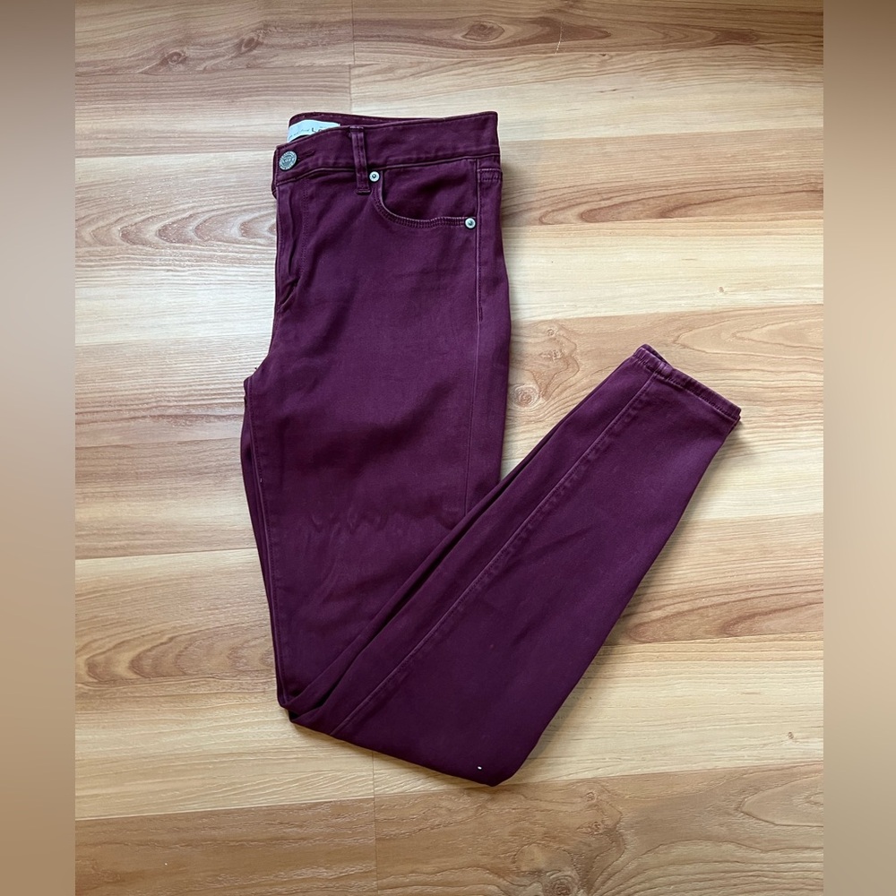 LOFT Sateen skinny pants in Red Wine